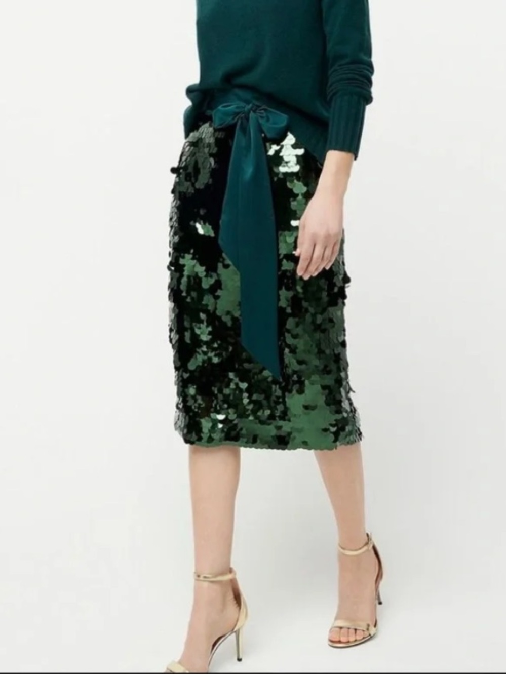J. Crew Emerald Green Sequin Pencil Skirt